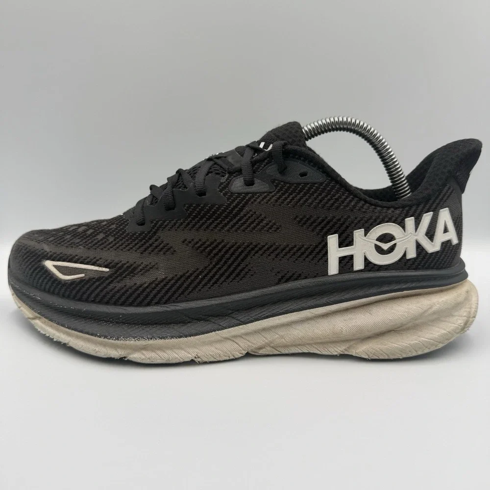 Hoka One One Clifton 9 Women's Size 9 D Wide Black White Running Shoes Sneakers - Picture 4 of 10